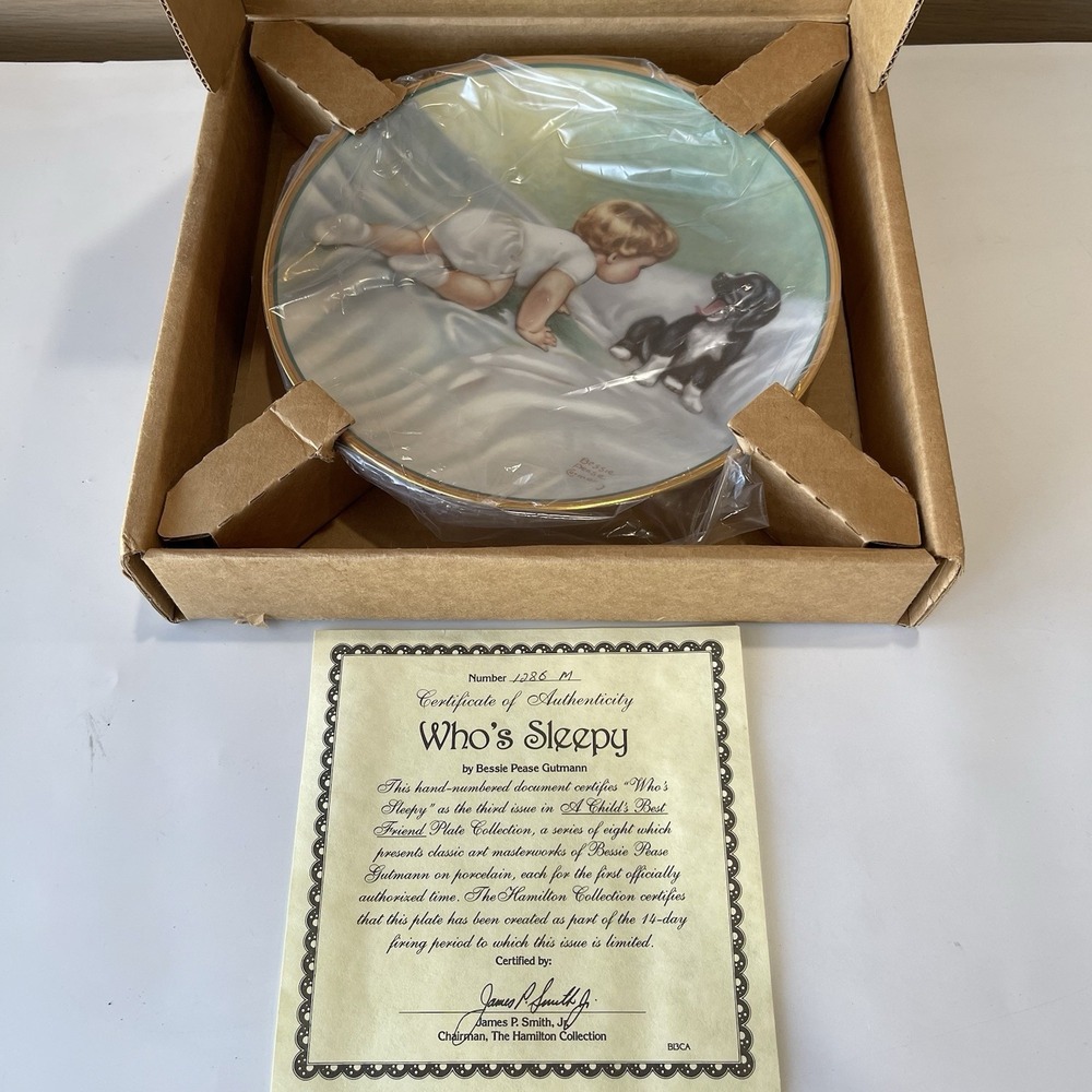 Vintage Bessie Pease Gutmann Who's Sleepy Collector Plate Hamilton Collection